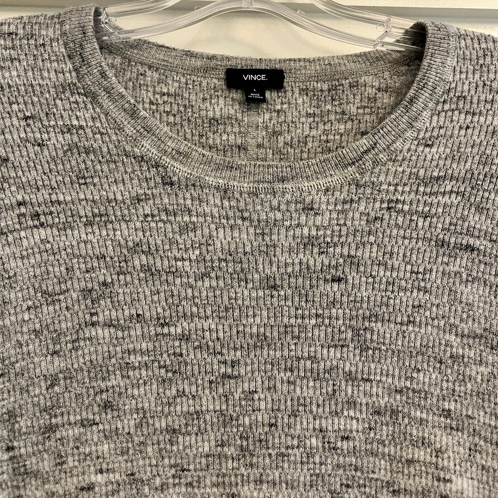 Vince Men's Knit Crewneck Thermal Sweater Sz L Heather gray NEW